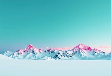 Montagnes enneigées Pics roses Ciel turquoise sur Markus Gann
