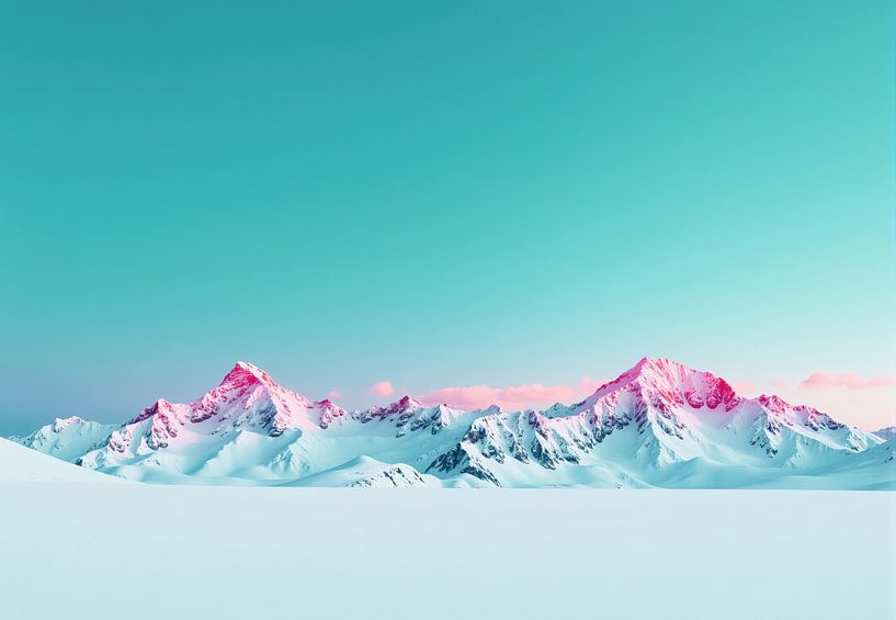 Montagnes enneigées Pics roses Ciel turquoise par Markus Gann