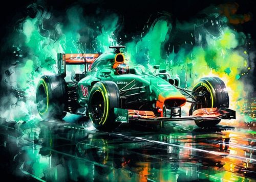 Aston Martin Formule Een aquarel