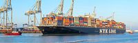 Navire porte-conteneurs de cargaison sur un terminal de récipient dans le port de Rotterdam par Sjoerd van der Wal Photographie Aperçu