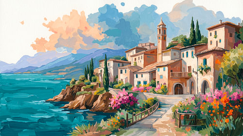 Malerisches italienisches Küstendorf am azurblauen Meer