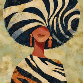 Elegant woman in a graphic zebra print by But First Framing