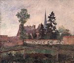 Die Kirche und der Bauernhof in Eragny, Camille Pissarro von Meisterhafte Meister Miniaturansicht