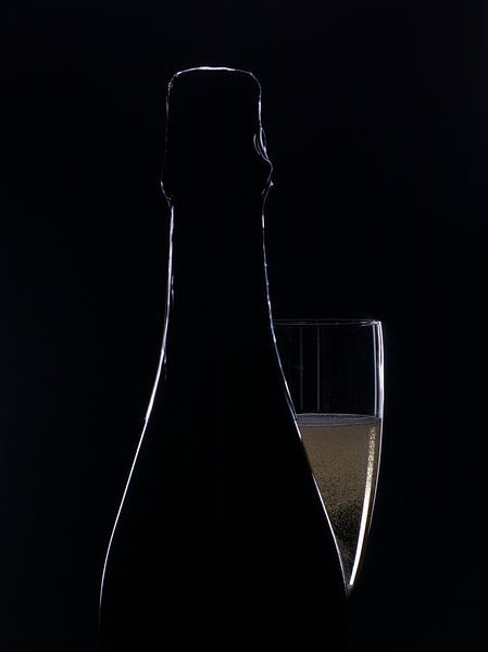 Champagner mit Glas und Flasche von Evelien Brouwer