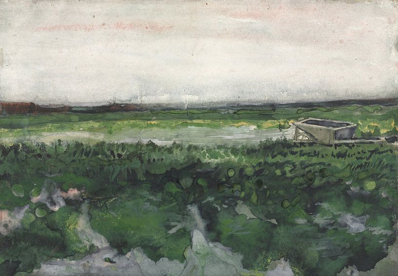 Landschap met kruiwagen, Vincent van Gogh van Meesterlijcke Meesters