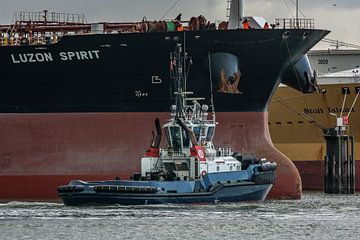 Schip klaar voor vertrek in de Europoort havensleper in actie van scheepskijkerhavenfotografie