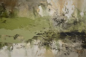 Abstract werk in olijfgroen van Bert Nijholt