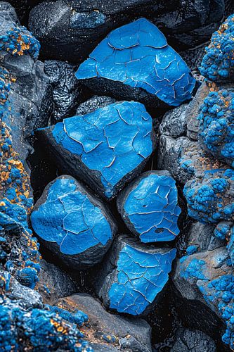 Blauwe Verf Bladdert van Stenen