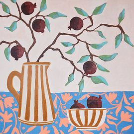 Shiny pomegranates by Anna Benge