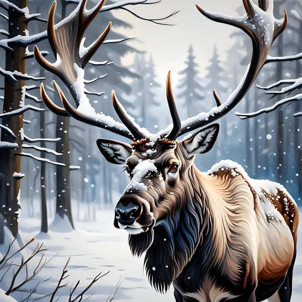 Wildlife - Portrait of a Caribou (2) by Johannas Art Creations