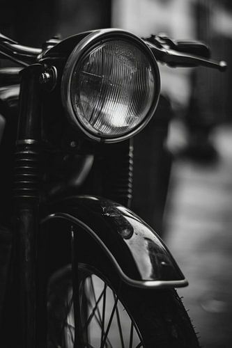 Motorfiets details in zwart en wit