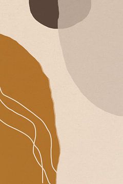 Moderne abstracte minimalistische retrovormen in okergeel, beige, bruin en wit VIII van Dina Dankers