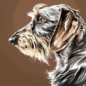 Rauhhaardackel auf warmem braunen Hintergrund von Lauren Wilde