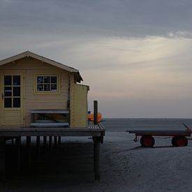 Yellow beach house in the afternoon sun by Ebelien