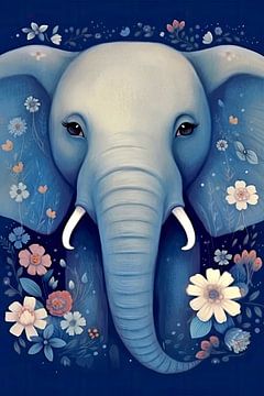 Kleurrijk Dierportret: Olifant van Christian Ovís