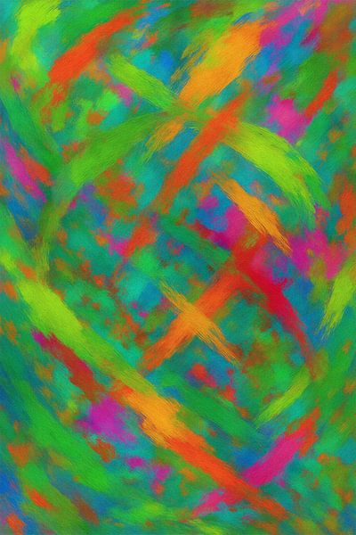 Abstract Symphony of Green and Flame by Moonheart Artworks