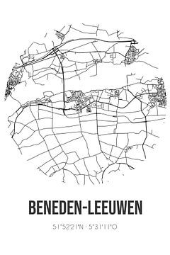 Beneden-Leeuwen (Gueldre) | Carte | Noir et blanc sur Rezona