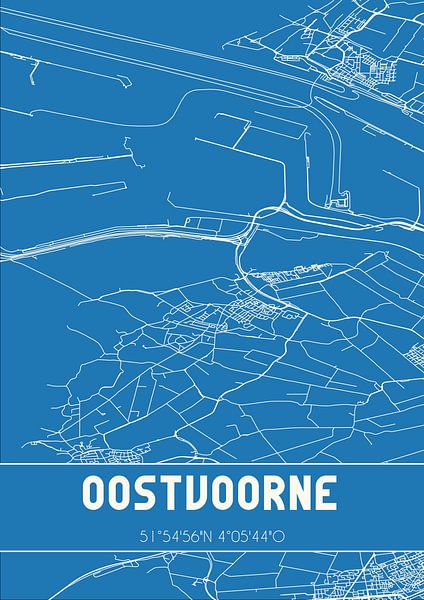 Blaupause | Karte | Oostvoorne (Süd-Holland) von Ortsdrucke
