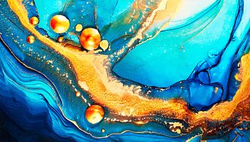 Gold mit Blaue Kunstfarben von Mustafa Kurnaz