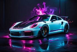 Porsche 911 GT3 RS White - Cinematic Neon Smoke Showcase (en anglais)