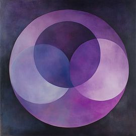 Overlap | Fond foncé avec cercles violets sur Collection Moderne