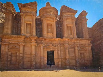 Klooster van Petra Jordanië van Rene van Heerdt