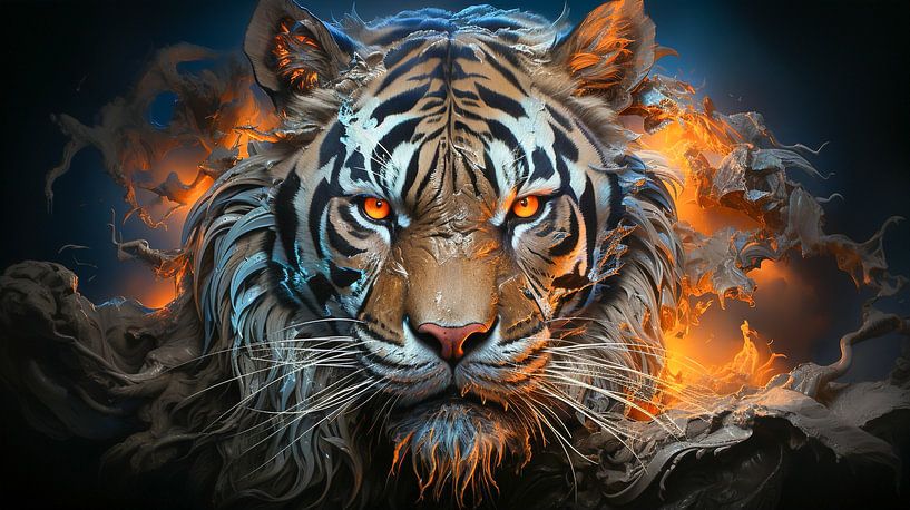 Art abstrait au néon pour un tigre par Animaflora PicsStock