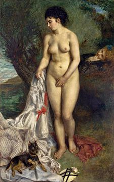 Baigneuse - Lise sur le bord de la Seine, nue, Pierre-Auguste Renoir - 1870 sur Atelier Liesjes