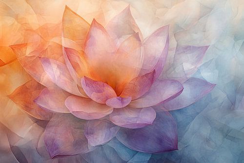 Abstracte digitale lotus in zachte kleuren