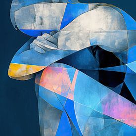 Modernes blaues Frauenporträt von Blickfänger Gemälde