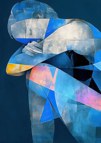Modern Blauw Vrouw Portret