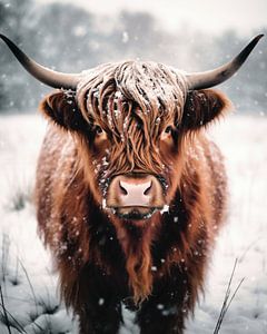 Hochlandrind im Winter