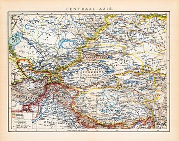Centraal-Azië. Vintage kaart ca. 1900 van Studio Wunderkammer