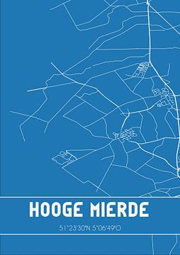 Blauwdruk | Landkaart | Hooge Mierde (Noord-Brabant) van MijnStadsPoster