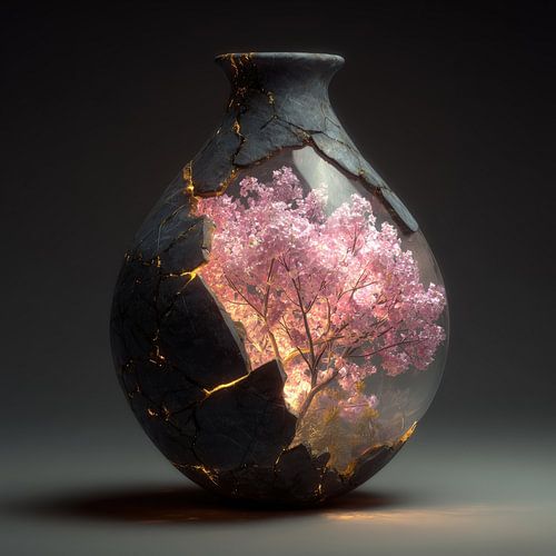 Sakura in zwarte vaas