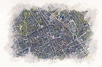 Karte von Groningen im Aquarell-Stil