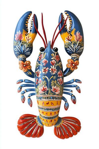 Cheerful colour explosion on a lobster illustration by Digitale Schilderijen