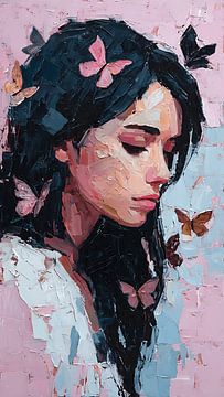 Butterflies Escaping From Her Silent Mind by Aden Pink Studio