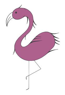 Paarse flamingo op één poot van Stinis illustraties