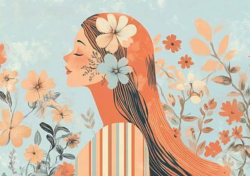 Dromerige Vrouw met Bloemen van Zen en Meer