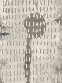 Modern abstract in white an taupe by Dina Dankers