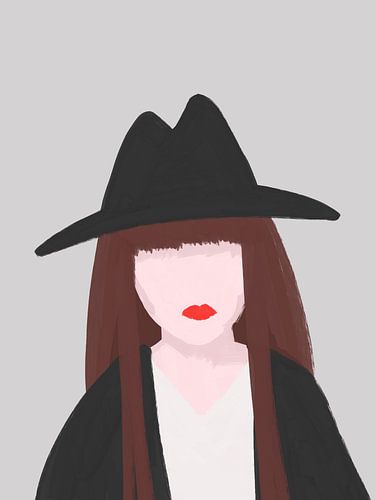 Femme avec chapeau
