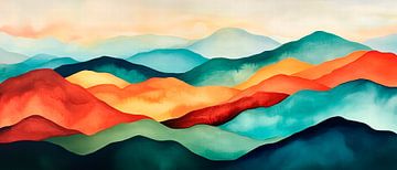 Berglandschap in zachte kleuren van Poster Art Shop