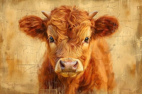 Portret van een Schotse Hoogland koe, kunstontwerp