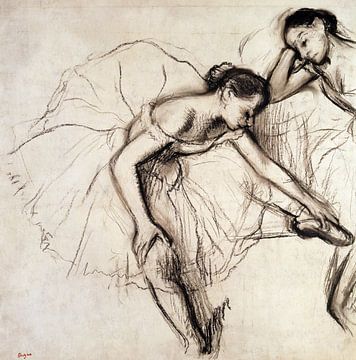 Edgar Degas,Twee dansers rustende tekening