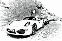 Oude en nieuwe Porsche in Heusden als artwork