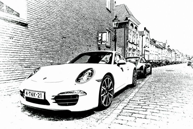 Oude en nieuwe Porsche in Heusden als artwork van 2BHAPPY4EVER.com photography & digital art
