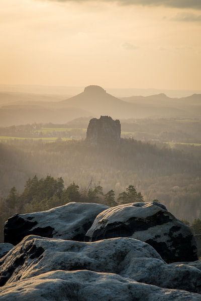 View of Saxon Switzerland at the golden hour by Christian Möller Jork