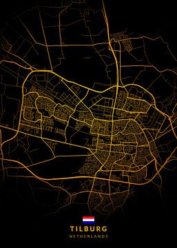 Stadsplattegrond Tilburg Modern Zwart Goud van Kenda Maruyama