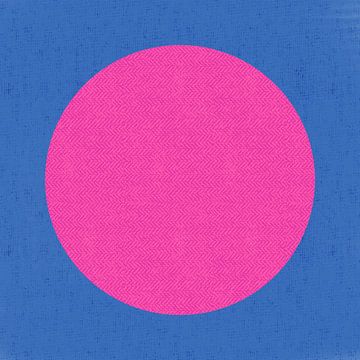 Neon kunst. Kleurrijk minimalistisch geometrisch abstract in blauw en roze van Dina Dankers